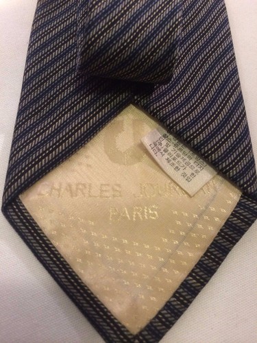 Charles Jourdan Silk Tie Striped Classic 100% NeckTie Vintage Formal 80s - Picture 4 of 4