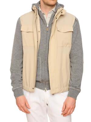 KITON KIRED ''Timone'' Beige Litek Vest With Hidden Hood EU 50 NEW US M