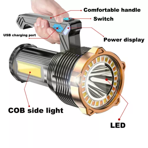 Super Bright 22000000LM LED Flashlight High Powered Torch USB Rechargeable Lamp - Picture 9 of 24