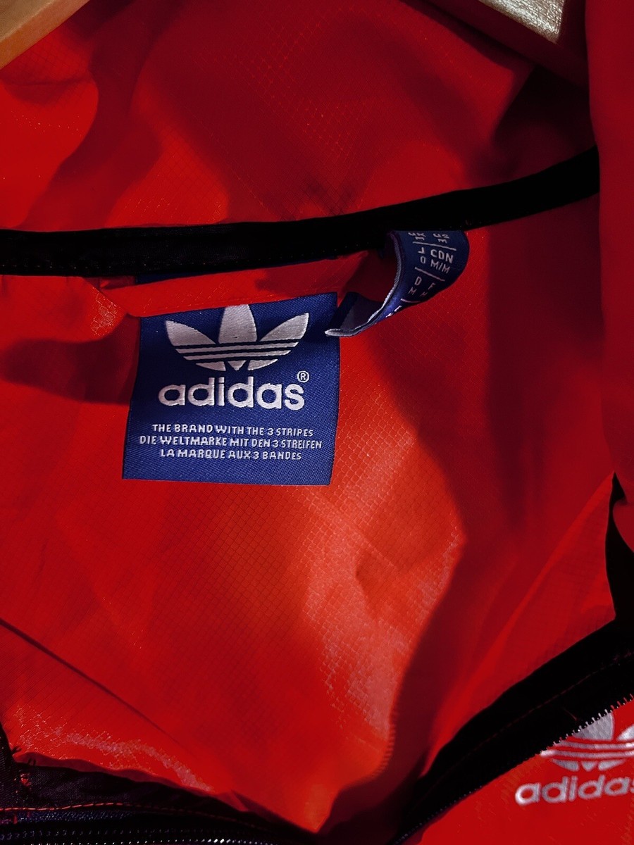 Adidas ZX Men's M Hooded Full-zip Orange Windbreaker -SEE