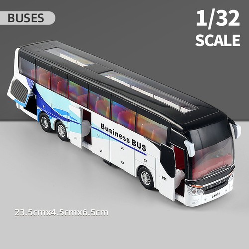 1:32 Sightseeing Bus Alloy Cars Pull Back Model Flash Light Sound Vehicle Toys - Afbeelding 13 van 16
