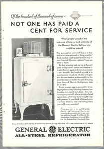 1930 General Electric Refrigerator Advertisement Early Monitor Top Fridge Ge Ebay
