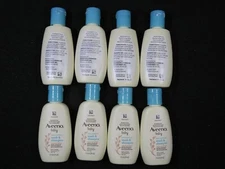 Lot Eight (8) Aveeno Baby Daily Moisture Wash & Shampoo 1 fl oz 29ml Travel Size
