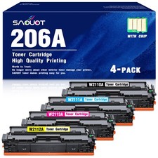 206A 4-Pack Toner with Chip for HP LaserJet MFP M282N MFP 283FW MFP M282N