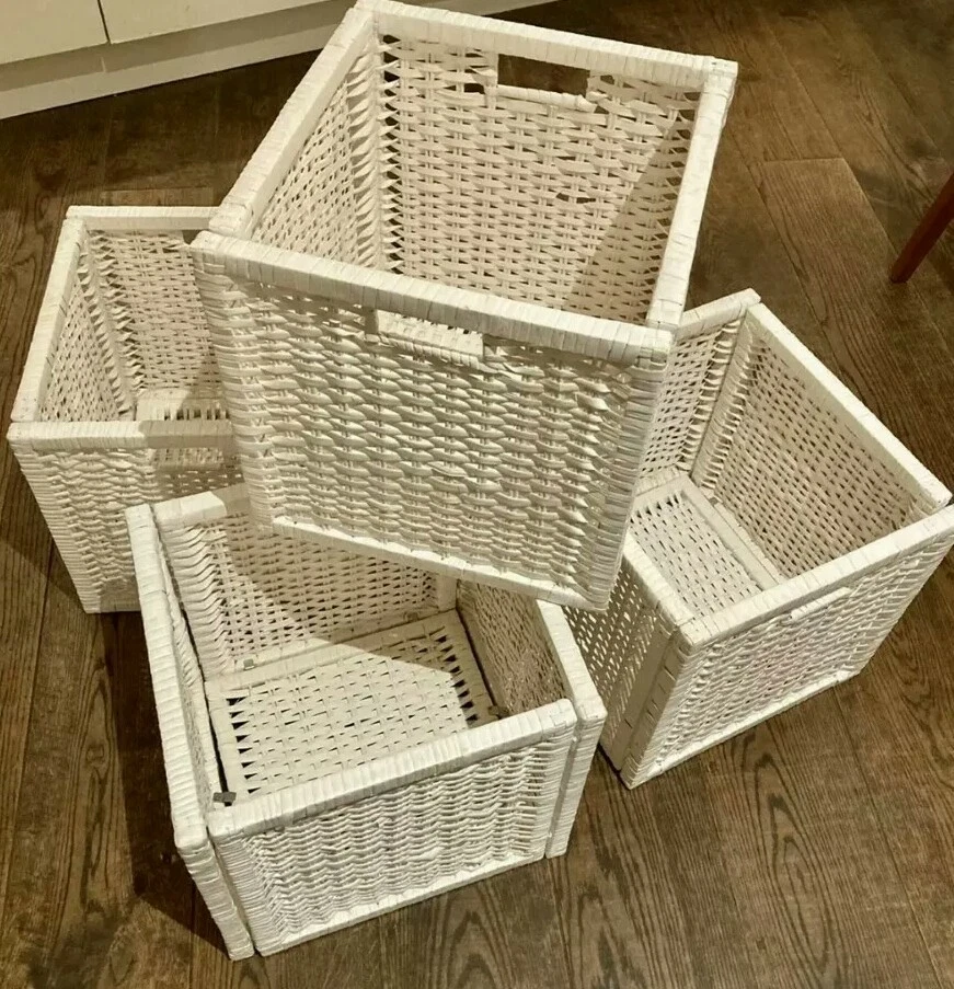 White wicker baskets for kallax deals