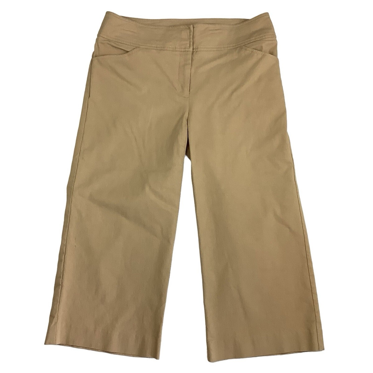 Bandolino Crop Capri Stretch Skimmer Pants Khaki Tan Women's