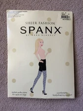 Spanx sz D Black Sheer Fashion Polka Dot Patterned Sheers Style 961 NWT