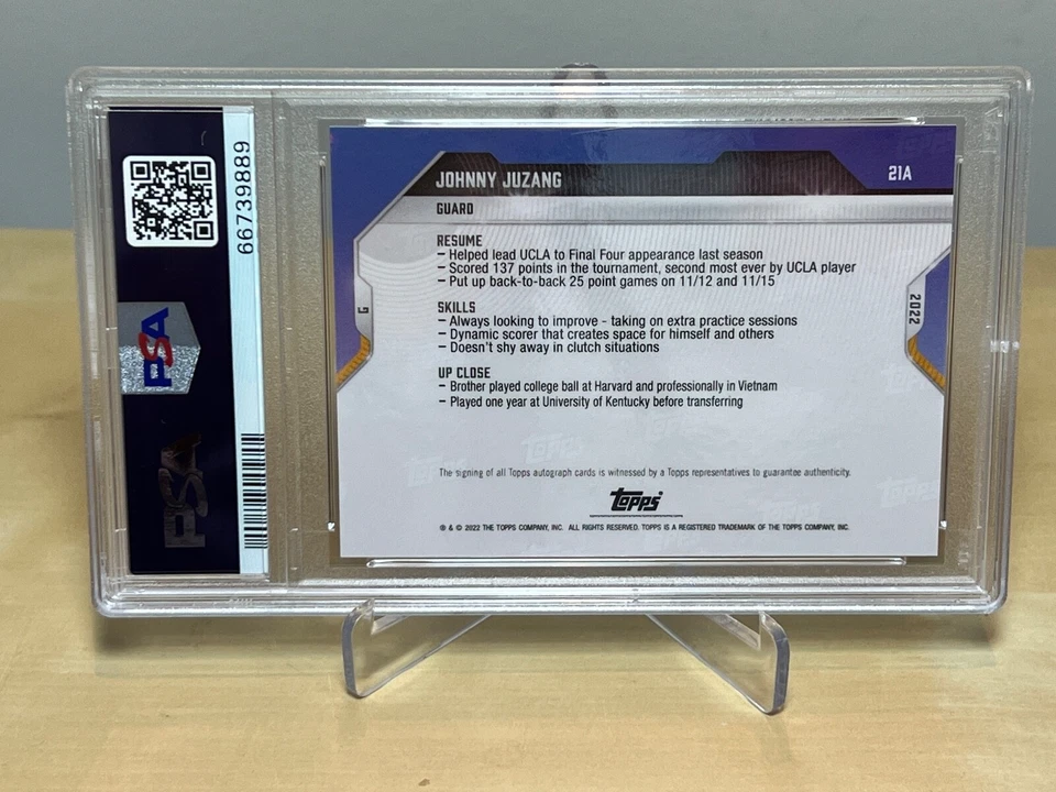 JOHNNY JUZANG * PSA 10 w/ 10 ON-CARD AUTO * 2021 BOWMAN NEXT /99 #21A UTAH JAZZ - Image 4 of 4