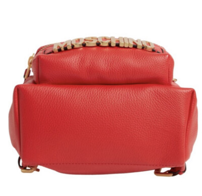 NWT MOSCHINO Deer Leather Logo Backpack In Scarlett Red MSRP  display picture 2