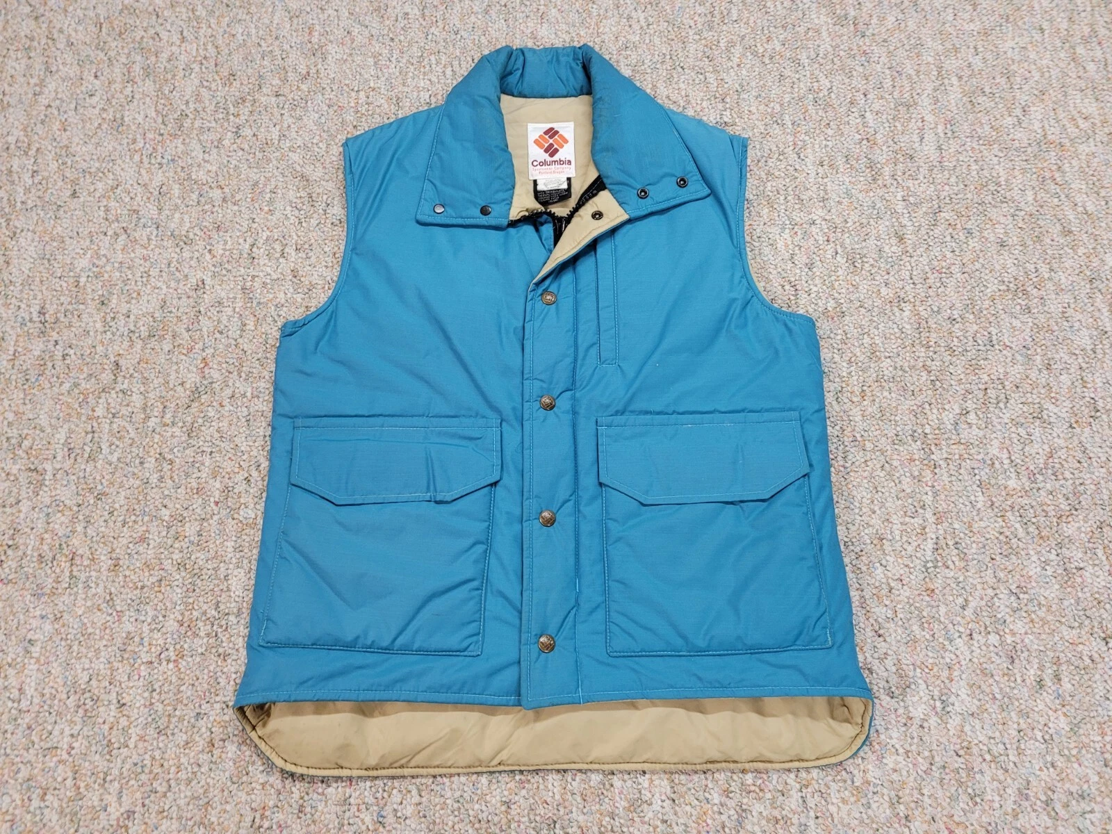 Vintage Columbia Vest Mens Medium Blue Puffer Jacket Thinsulate Button Front 80s
