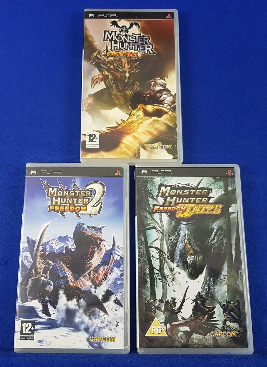 psp MONSTER HUNTER FREEDOM x3 Games 1 + 2 + Unite (Works on