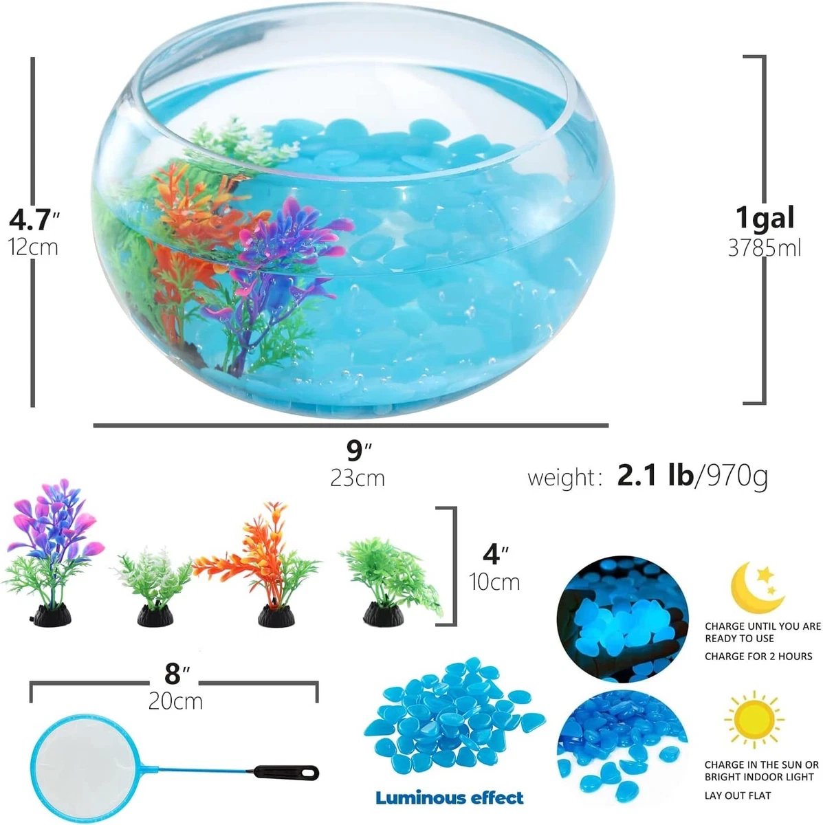 Large glass top goldfish bowl