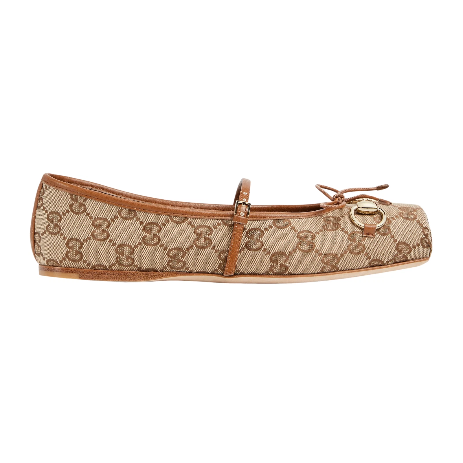 Ballerines en toile GUCCI Horsebit beige et marron foncé GG neuves et authentiques