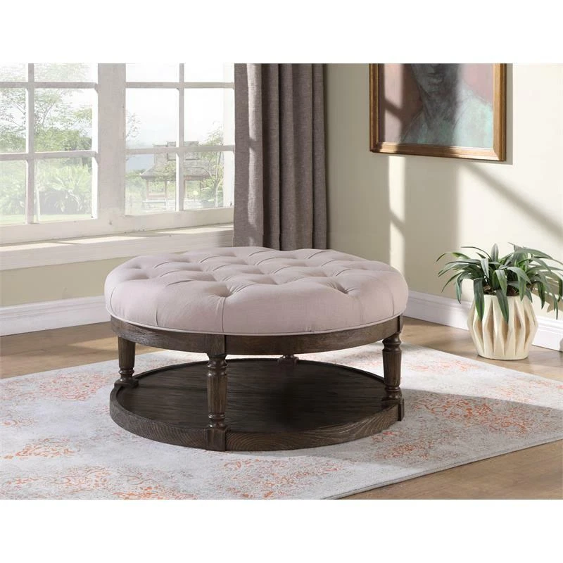 Beige 2024 ottoman round