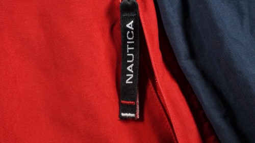 Vintage Nautica Jacket Mens Small Competition Blue Red Sailing 90s Logo Hooded - Picture 6 of 12