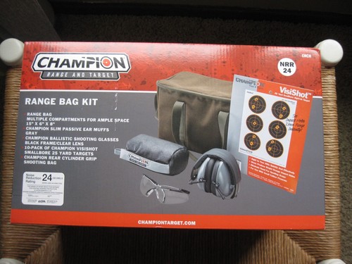 CHAMPION RANGE AND TARGET BAG KIT -EAR MUFFS-BALLISTIC GLASSES-MORE-NEW