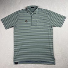 Turtleson Tour Performance Golf Polo Men's Medium Green Purple Stripes Stretch