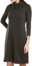 NWT NINE WEST Women's Cowl Neck Fit and Flare Knit Dress Charcoal Heather Size M