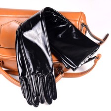 60 70cm Women's Real Patent Leather Shiny Black Party Evening Long/Opera Gloves