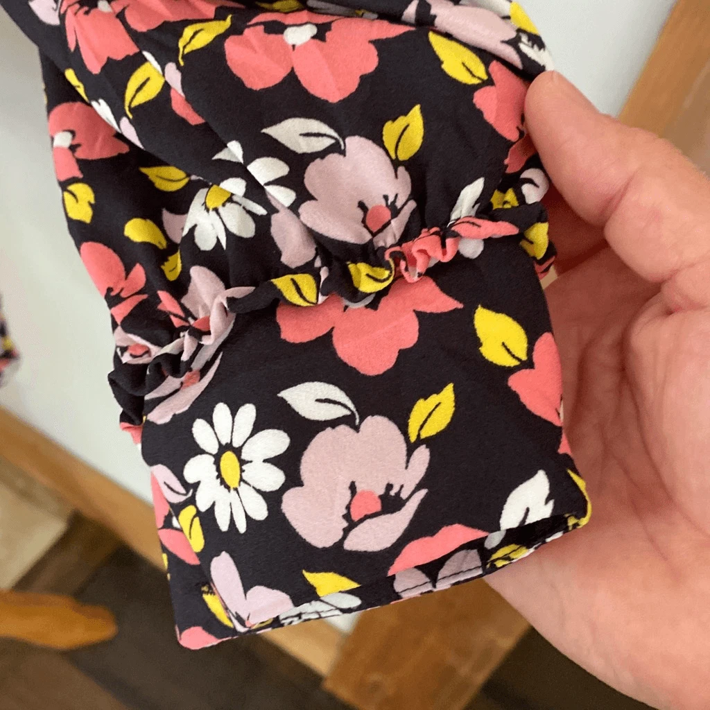 Abito a turno floreale Kate Spade Road trip taglia small nero rosa floreale manica lunga