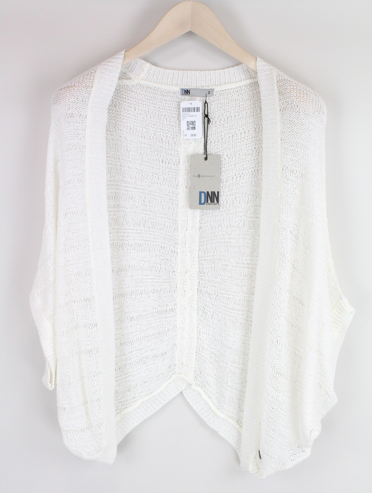 Black Out Marina Mujer Sudadera S Blanco Punto Cárdigan sin Mangas Transparente