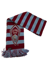 NWT Ruffneck Scarves MLS Fringe Striped Logo Unisex Size 7"x64" Maroon Blue