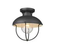 Z-Lite 590F Ansel 11"W Outdoor Semi-Flush Ceiling Fixture - Black