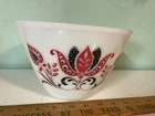Fire king  kitchen bowl great condition  red/black tulips 8 !/4 "