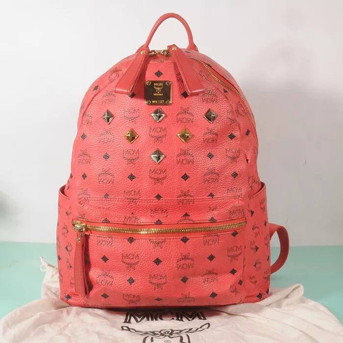 MCM Visetos Medium Side Studs Stark Backpack Soft Pink 1272743