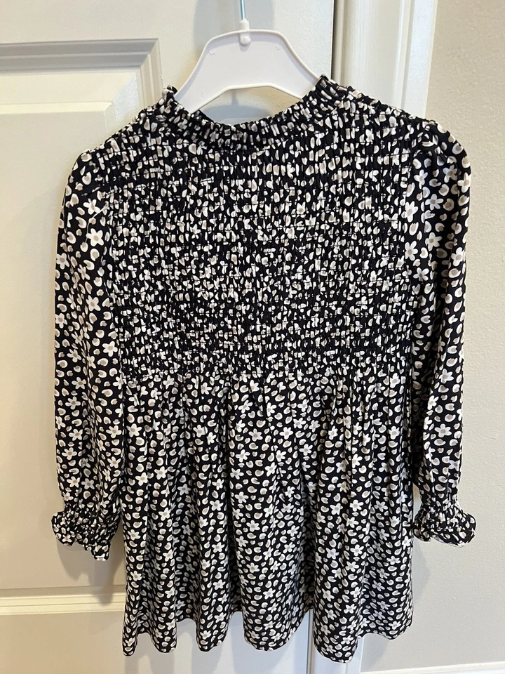 Mayoral Long Sleeves Floral Dress Size 4 (104cm) - Black, White, Light Brown - Image 2 of 4