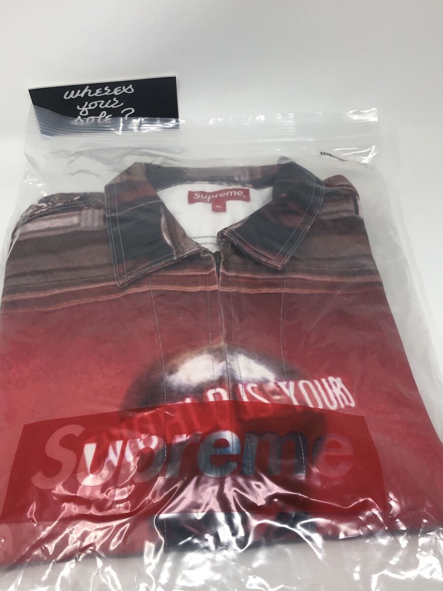 supreme denim jacket red