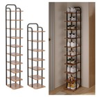 Wooden Shoe Rack Tall Storage Shelf Unit Framed Cabinet Footwear Stand Organiser