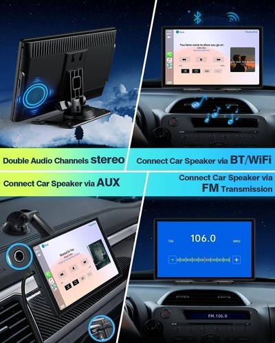 9 Inch Portable Car Stereo Radio Wireless Apple Carplay/Android Auto AUX/FM/GPS - Imagen 8 de 12