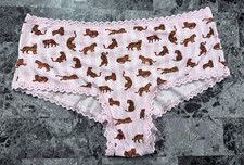 NWOT VICTORIA'S SECRET XXL TIGER PINK STRIPE LACE TRIM CHEEKY PANTIES