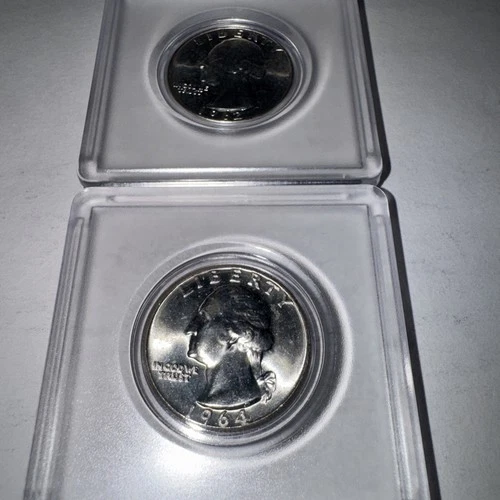 1962 & 1964 BU Silver Washington Quarters