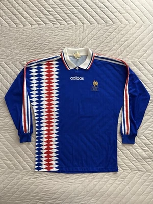 MAILLOT FRANCE PORTÉ LIZARAZU EURO 1996 ADIDAS MATCH WORN SHIRT FFF JERSEY 96 - Photo 1/4