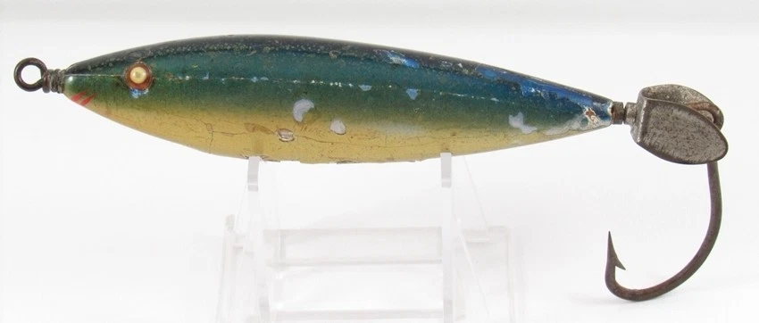 复古 Pflueger 混合蓝色背面 Catalina Minnow 2777 罕见彩色诱饵 — 第 2/4 张图片