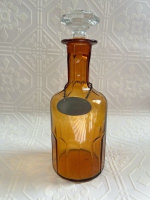 Cambridge Glass Barware #1322 Amber Gold Bottle Decanter with Clear Stopper 11''