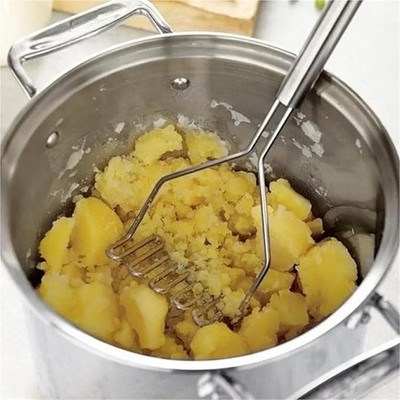 Professional Potato Masher Tool,Stainless Steel with Ridged Press,9.7 Inch for E