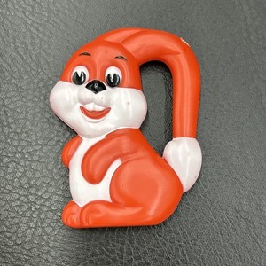 Vintage 1990s Evenflo Plastic Red and White Rabbit Bunny Rattle Baby Toy 3.5”