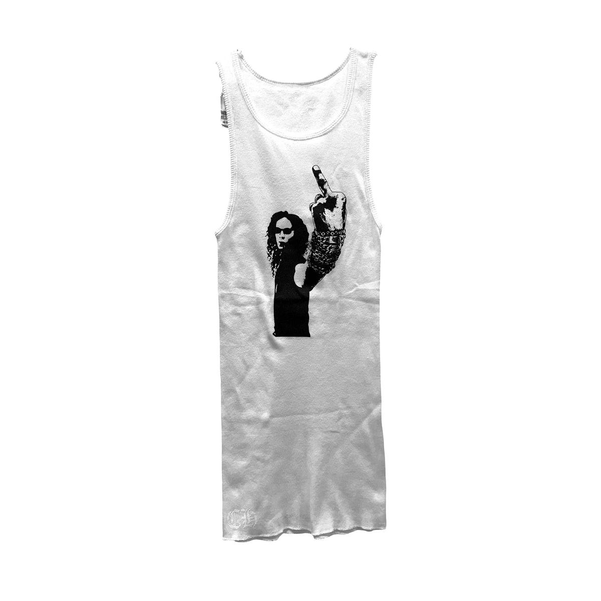 希少 Chrome Hearts レディース タンクトップ スワロフスキー Chrome Hearts 1990s Black Ribbed Swarovski Crystal Side Logo Tank