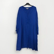 Hobbs Bright Blue Loose Fit Long Sleeve Button Dress - Size 18