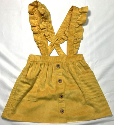 Wonder Nation Girls Size 2T Yellow Corduroy Button Adjustable Suspender Skirt