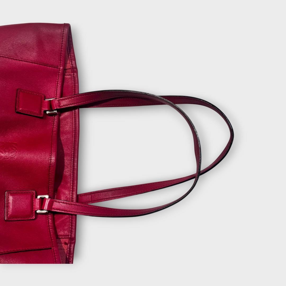 LOEWE Anagram Tote Bag Pink Leather Authentic A4 Size Excellent Condition