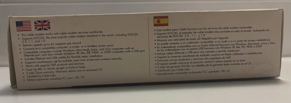 New Zoom Cable Modem Ethernet/USB External Model 5241 Windows Mac Linus Unix F/S - Image 3 of 4