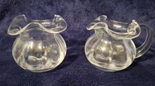Tiffany & Co. Ruffled Crystal Creamer & Sugar. Heavy Crystal Clear Set. Vintage