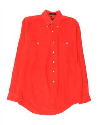EDDIE BAUER Herren Tall Hemd Large Rot Baumwolle DD49