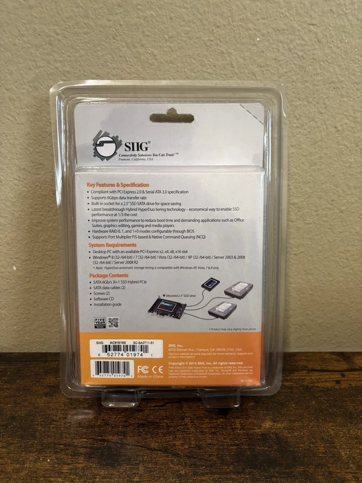 SIIG SATA 6Gb/s 3i+1 SSD Hybrid PCIe PC Cables Screws Software Guide Brand New - Image 2 of 4