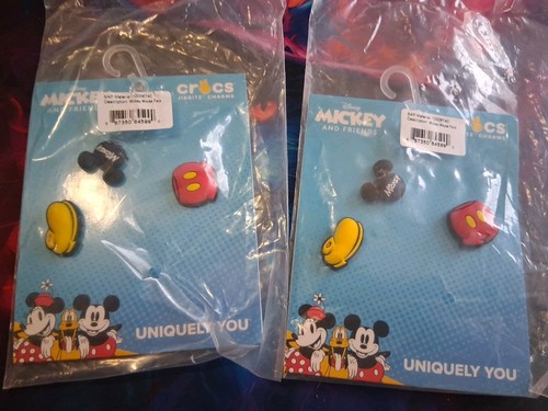 2 Packs New Crocs Jibbitz Shoe Charms Mickey Mouse 3 Pack Disney Ears Authentic