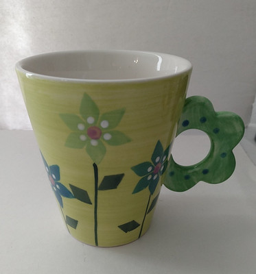 FIB Burton & Burton Ceramic Green Floral Coffee Cup Teacup 4'' NICE!